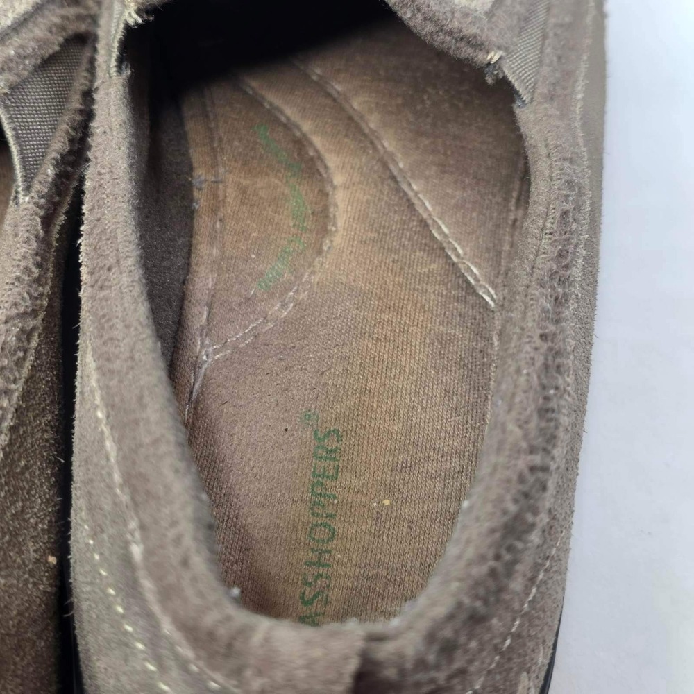 Grasshoppers Loafers Women's Size 7 M Gray Khaki Suede Slip On Bow Detail Shoes - Picture 14 of 14
